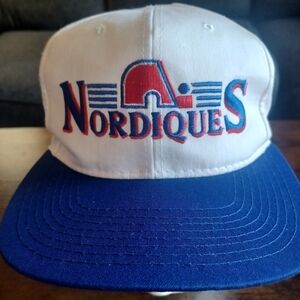 NHL Nordiques White and Blue Hat